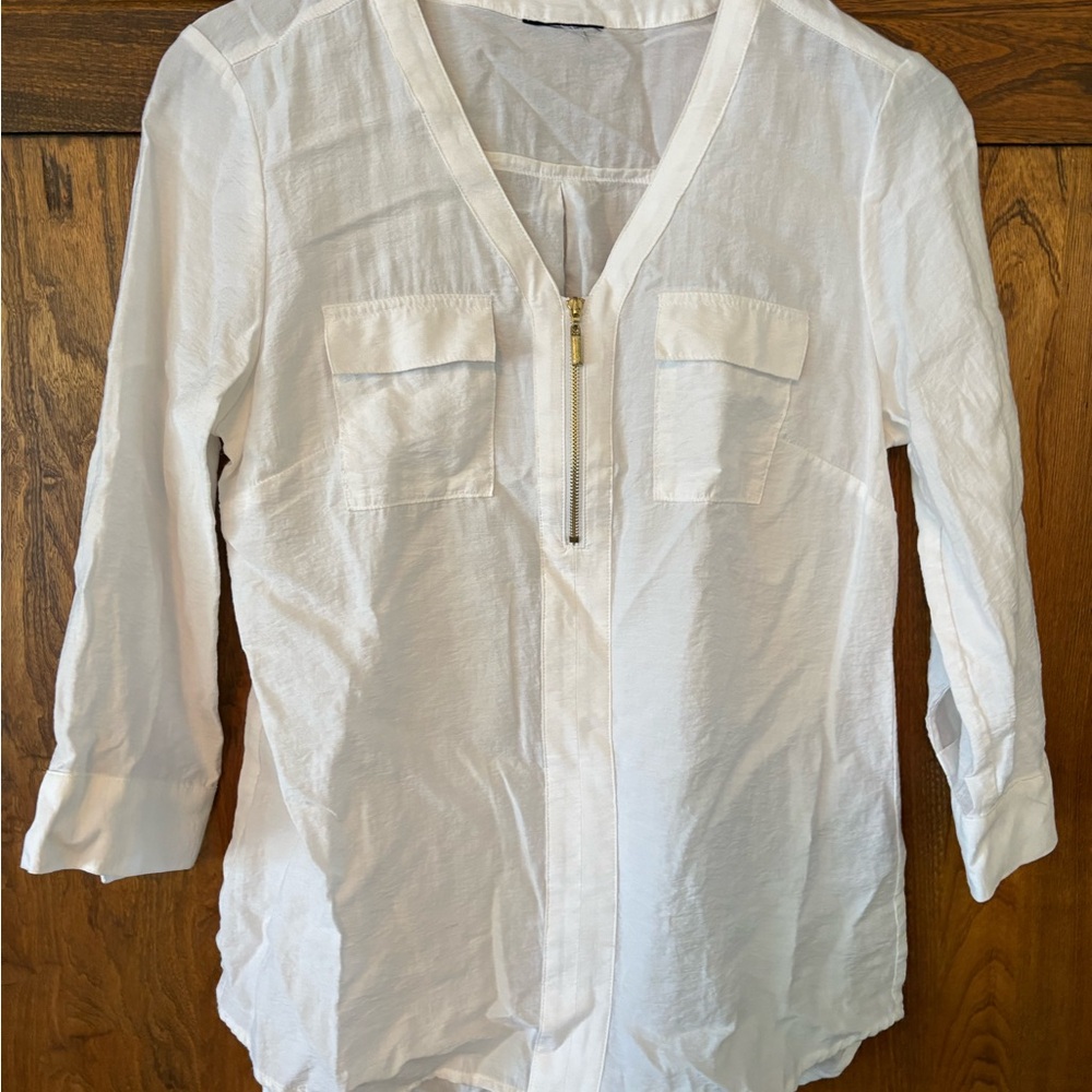White Women's V-Neck Blouse